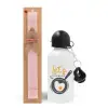 Easter Set, metallic aluminum bottle (500ml) & aromatic flat Easter candle (30cm) (PINK)