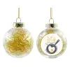 Transparent Christmas tree ball ornament with gold filling 8cm