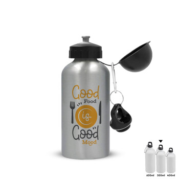 Good food, Good mood. , Metallic water jug, Silver, aluminum 500ml