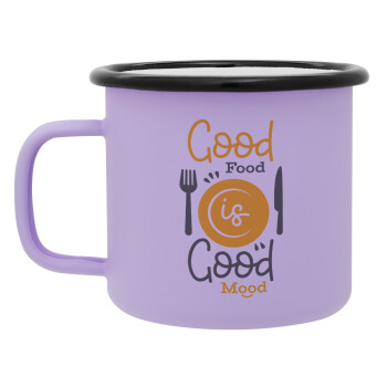 Good food, Good mood. , Κούπα Μεταλλική εμαγιέ ΜΑΤ Light Pastel Purple 360ml