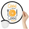 Good food, Good mood. , Βεντάλια υφασμάτινη αναδιπλούμενη με θήκη (20cm)