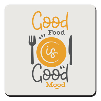 Good food, Good mood. , Τετράγωνο μαγνητάκι ξύλινο 9x9cm