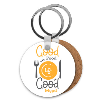 Good food, Good mood. , Μπρελόκ Ξύλινο στρογγυλό MDF Φ5cm