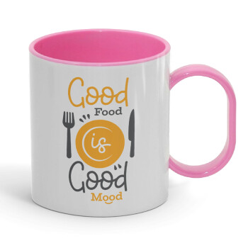 Good food, Good mood. , Κούπα (πλαστική) (BPA-FREE) Polymer Ροζ για παιδιά, 330ml