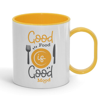 Good food, Good mood. , Κούπα (πλαστική) (BPA-FREE) Polymer Κίτρινη για παιδιά, 330ml