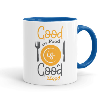 Good food, Good mood. , Mug colored blue, ceramic, 330ml
