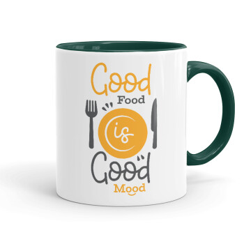 Good food, Good mood. , Mug colored green, ceramic, 330ml