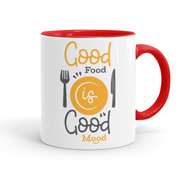 Good food, Good mood. , Mug colored red, ceramic, 330ml