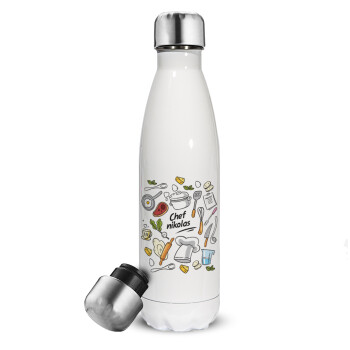 Chef με όνομα, Metal mug thermos White (Stainless steel), double wall, 500ml
