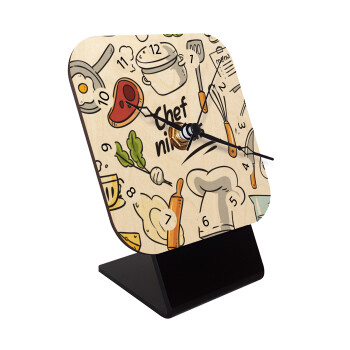 Chef με όνομα, Επιτραπέζιο ρολόι σε φυσικό ξύλο (10cm)