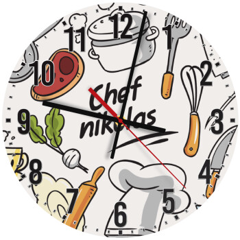 Chef με όνομα, Ρολόι τοίχου ξύλινο (30cm)