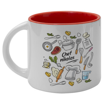 Chef με όνομα, Κούπα κεραμική 400ml Λευκή/Κόκκινη