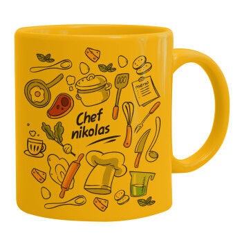 Chef με όνομα, Κούπα, κεραμική κίτρινη, 330ml
