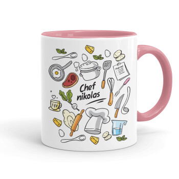 Chef με όνομα, Mug colored pink, ceramic, 330ml