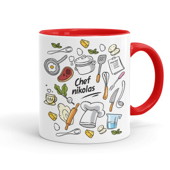 Chef με όνομα, Mug colored red, ceramic, 330ml