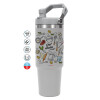 GREY color, 890ml (30oz) stainless Steel Tumbler with Handle