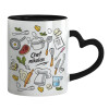 Mug heart black handle, ceramic, 330ml
