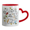 Mug heart red handle, ceramic, 330ml
