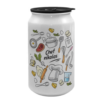 Chef με όνομα, Κούπα ταξιδιού μεταλλική με καπάκι (tin-can) 500ml
