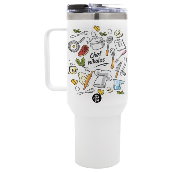 Chef με όνομα, Mega Stainless steel Tumbler with lid, double wall 1,2L