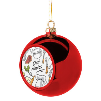 Chef με όνομα, Χριστουγεννιάτικη μπάλα δένδρου Κόκκινη 8cm