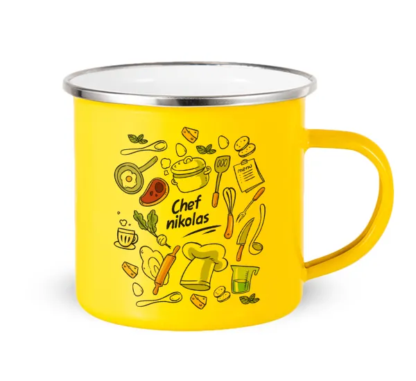 Chef με όνομα — Yellow Enamel Metallic Cup 360ml
