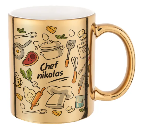 Chef με όνομα — Mug ceramic, gold mirror, 330ml
