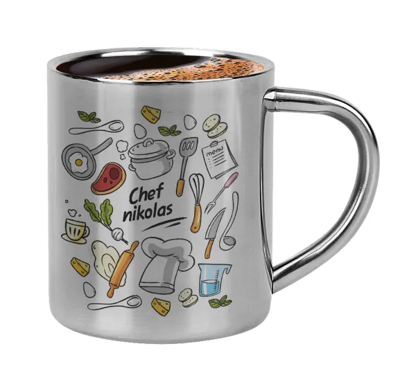 Chef με όνομα — Double-wall metal cup for espresso (220ml)
