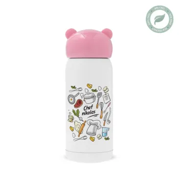 Chef με όνομα, Ροζ ανοξείδωτο παγούρι θερμό (Stainless steel), 320ml