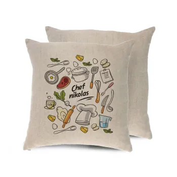 Chef με όνομα, Μαξιλάρι καναπέ ΛΙΝΟ 40x40cm περιέχεται το  γέμισμα