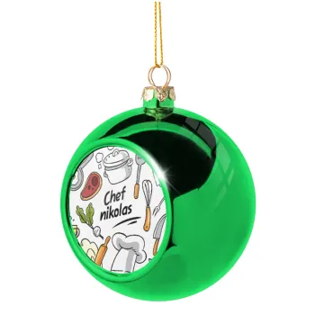 Chef με όνομα, Green Christmas tree ornament ball 8cm