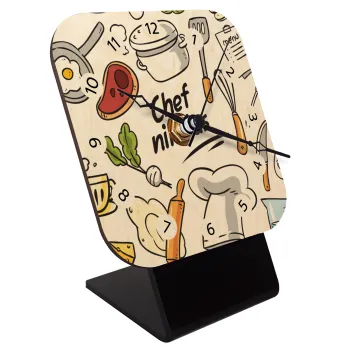 Chef με όνομα, Επιτραπέζιο ρολόι σε φυσικό ξύλο (10cm)