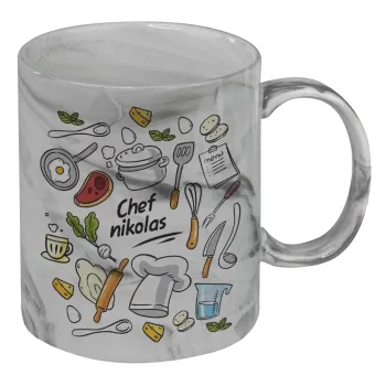 Chef με όνομα, Κούπα κεραμική, marble style (μάρμαρο), 330ml