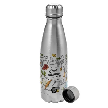 Chef με όνομα, Metallic water bottle, stainless steel, 750ml
