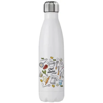 Chef με όνομα, Μεταλλικό παγούρι θερμός (Stainless steel), διπλού τοιχώματος, 750ml