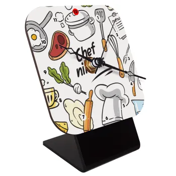 Chef με όνομα, Επιτραπέζιο ρολόι ξύλινο με δείκτες (10cm)