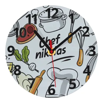 Chef με όνομα, Ρολόι τοίχου γυάλινο (20cm)