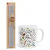 Easter Set, Ceramic Cup (330ml) & Easter aromatic flat candle (30cm) (GRAY)