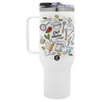 Chef με όνομα, Mega Tumbler με καπάκι, διπλού τοιχώματος (θερμό) 1,2L