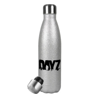 DayZ, Μεταλλικό παγούρι θερμός Glitter Aσημένιο (Stainless steel), διπλού τοιχώματος, 500ml