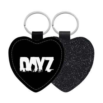 DayZ, Μπρελόκ PU δερμάτινο glitter καρδιά ΜΑΥΡΟ