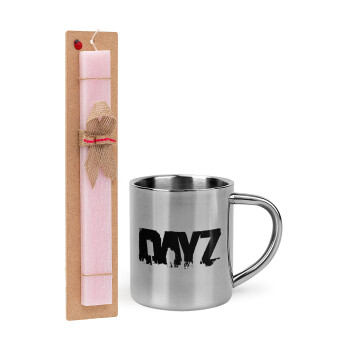 DayZ, Πασχαλινό Σετ, μεταλλική κούπα θερμό (300ml) & πασχαλινή λαμπάδα αρωματική πλακέ (30cm) (ΡΟΖ)