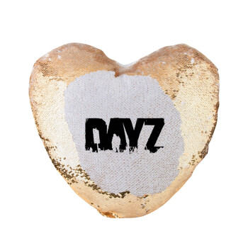 DayZ, Μαξιλάρι καναπέ καρδιά Μαγικό Χρυσό με πούλιες 40x40cm περιέχεται το  γέμισμα