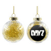 Στολίδι Χριστουγεννιάτικη μπάλα δένδρου διάφανη με χρυσό γέμισμα 8cm