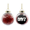 Στολίδι Χριστουγεννιάτικη μπάλα δένδρου διάφανη με κόκκινο γέμισμα 8cm