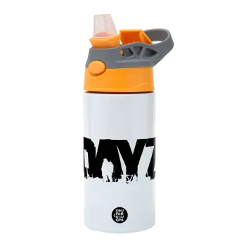DayZ, Children's hot water bottle, stainless steel, with safety straw, Orange/Grey (360ml) BPA-FREE