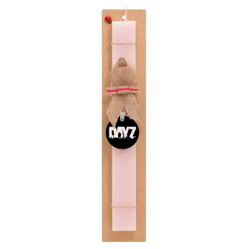 DayZ, Easter Set, wooden keychain & scented flat Easter candle (30cm) (PINK)