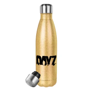 DayZ, Μεταλλικό παγούρι θερμός Glitter χρυσό (Stainless steel), διπλού τοιχώματος, 500ml