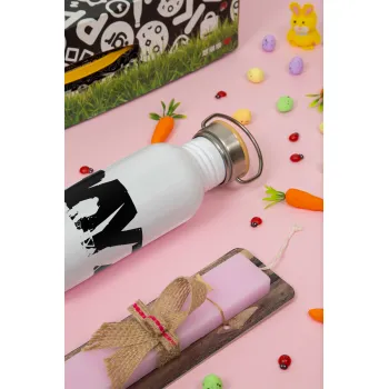 DayZ, Easter Set, SS Metallic water bottle (620ml, stainless steel) & scented flat Easter candle (30cm) (PINK)