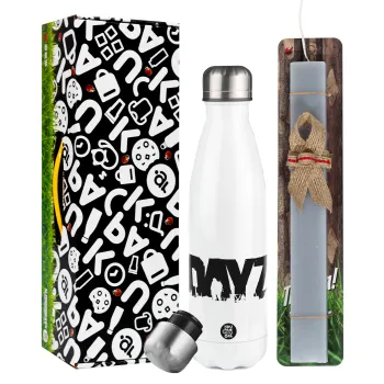 DayZ, Easter candle, metallic white thermos bottle (500ml) & aromatic flat candle (30cm) (GRAY)
